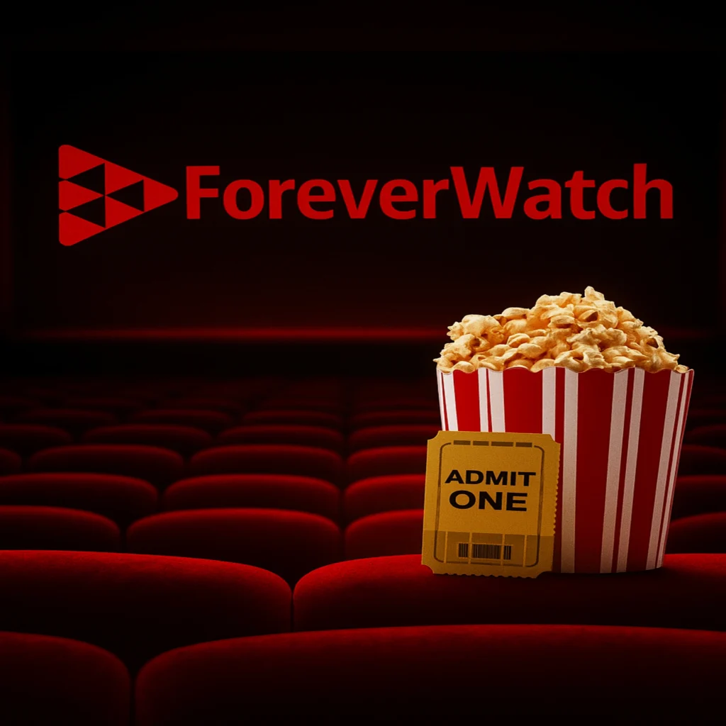 Where to watch movies online – popcorn and cinema screen setup in a theater