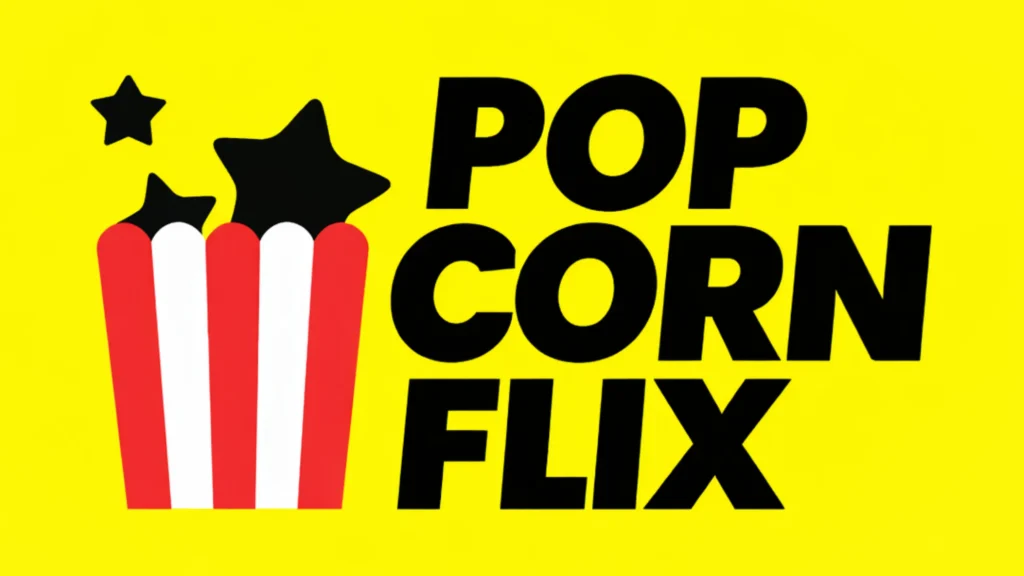 Popcornflix logo for free streaming service to watch movies online with ad-supported on-demand viewing