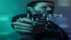 Where to watch John Wick movie poster featuring the title text and John Wick in the iconic action thriller artwork