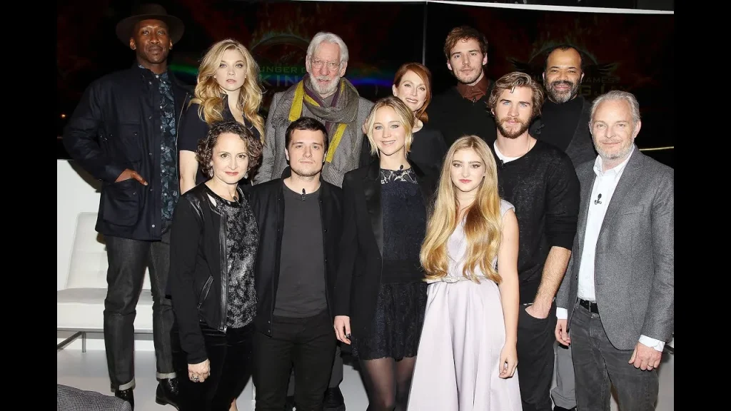 Where to watch The Hunger Games cast photo featuring the main actors from the movie in a promotional group shot