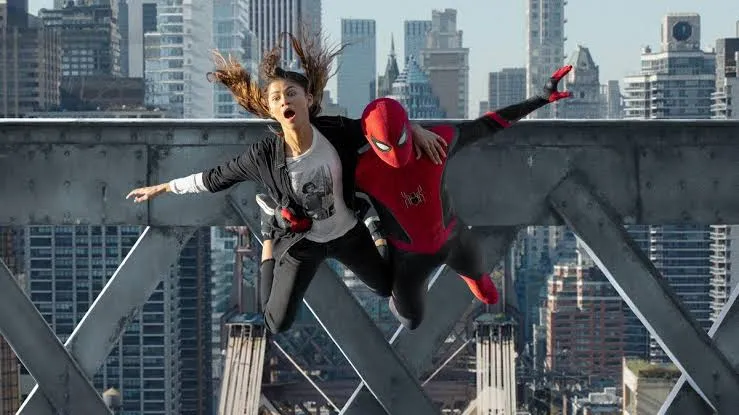 Where to watch Spider-Man: No Way Home scene still showing an intense multiverse moment with Spider-Man in action
