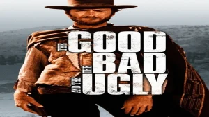 Where to watch The Good, the Bad and the Ugly movie poster featuring the title text and classic spaghetti western artwork