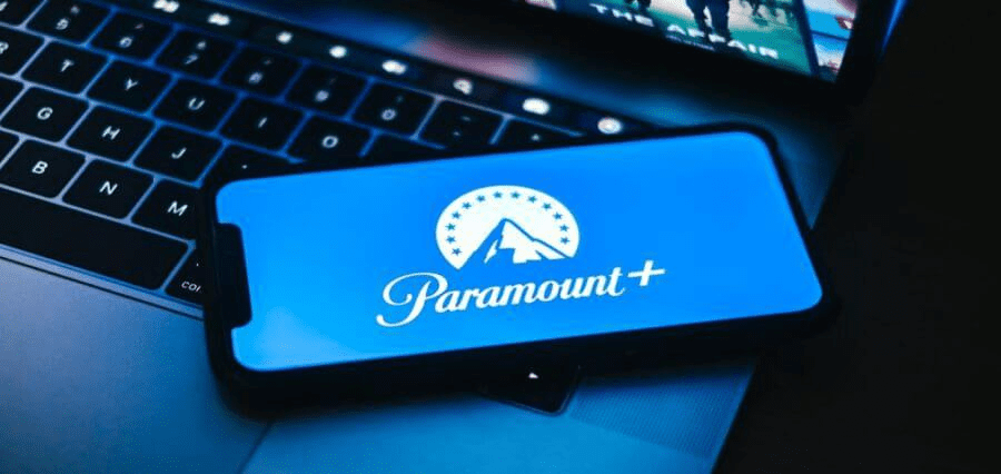 Paramount Plus app interface screenshot showing browse categories, search, watchlist, and streaming library for where to watch and what to watch next