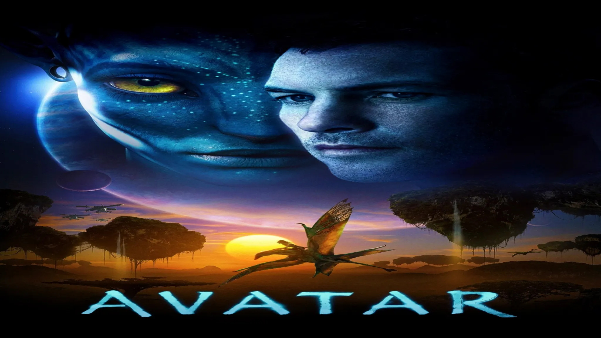 Where to watch Avatar movie poster featuring the title text and epic sci-fi fantasy artwork set on Pandora