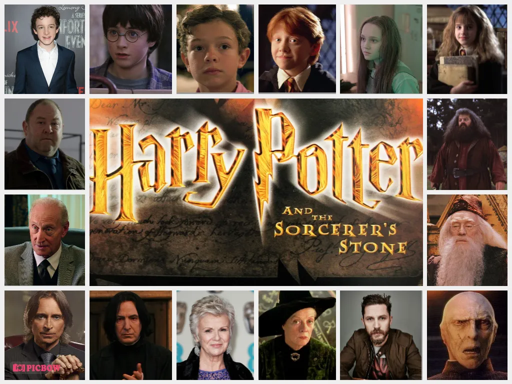 Where to Watch Harry Potter cast photo featuring the main actors from the movie in a promotional group shot