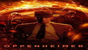 Where to watch Oppenheimer movie poster featuring the title text and dramatic historical biopic artwork