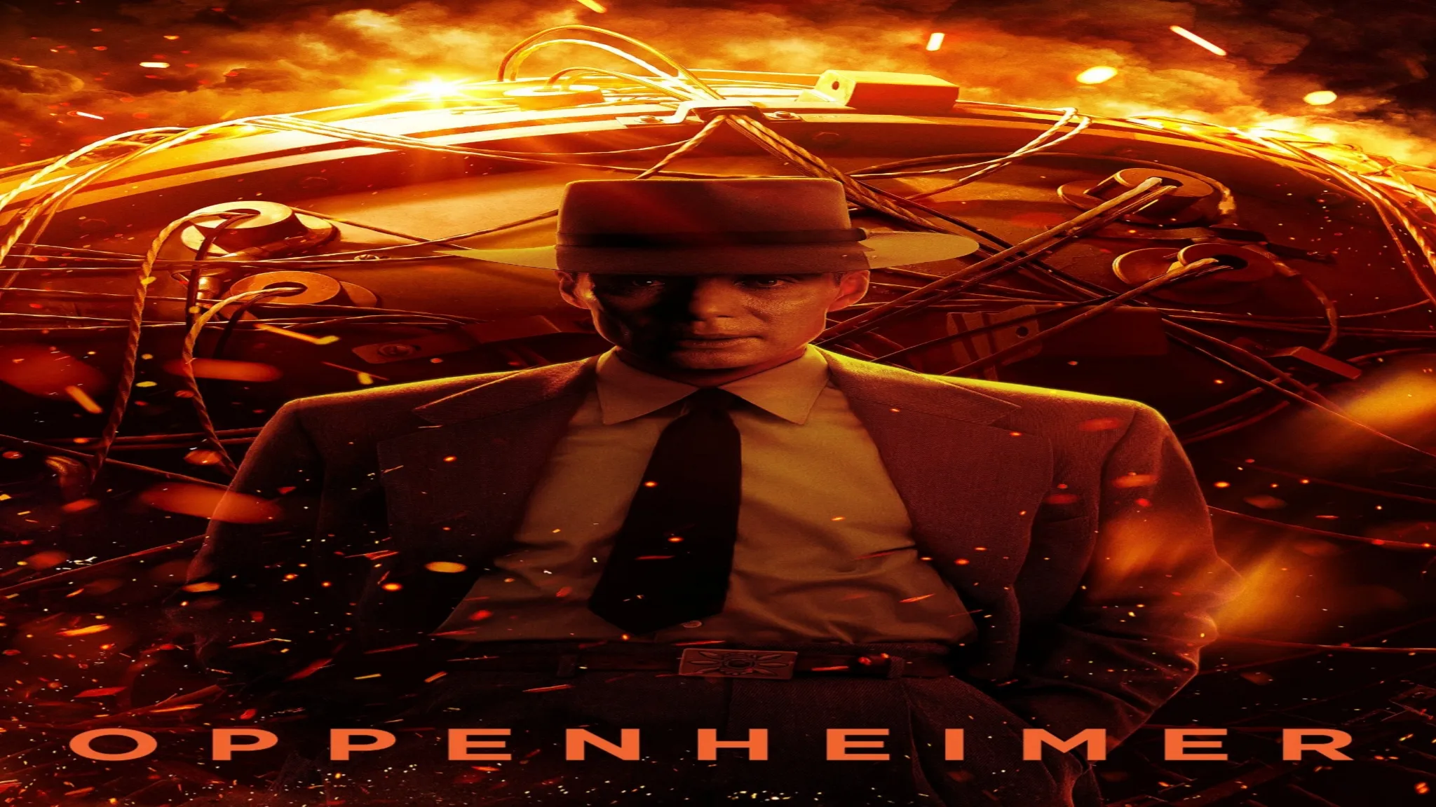 Where to watch Oppenheimer movie poster featuring the title text and dramatic historical biopic artwork