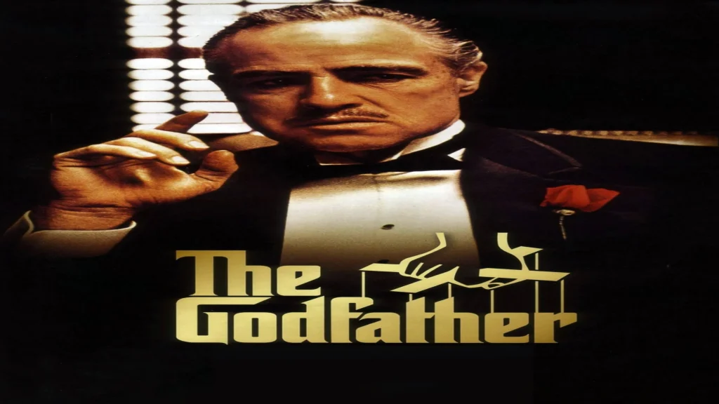 Where to Watch The Godfather movie poster featuring the title text and iconic mafia crime drama artwork