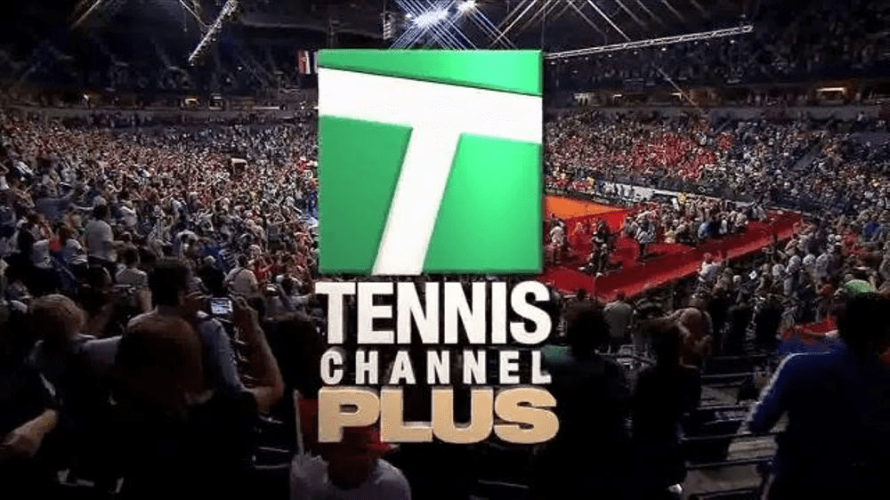 Tennis Channel Plus homepage showing live tennis coverage, featured tournaments, and match listings across the schedule